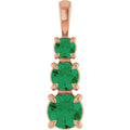 Lab-Grown Emerald Three-Stone Pendant in 14k rose gold