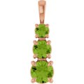 Natural Peridot Three-Stone Pendant in 14k rose gold