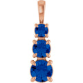 Lab-Grown Blue Sapphire Three-Stone Pendant in 14k rose gold