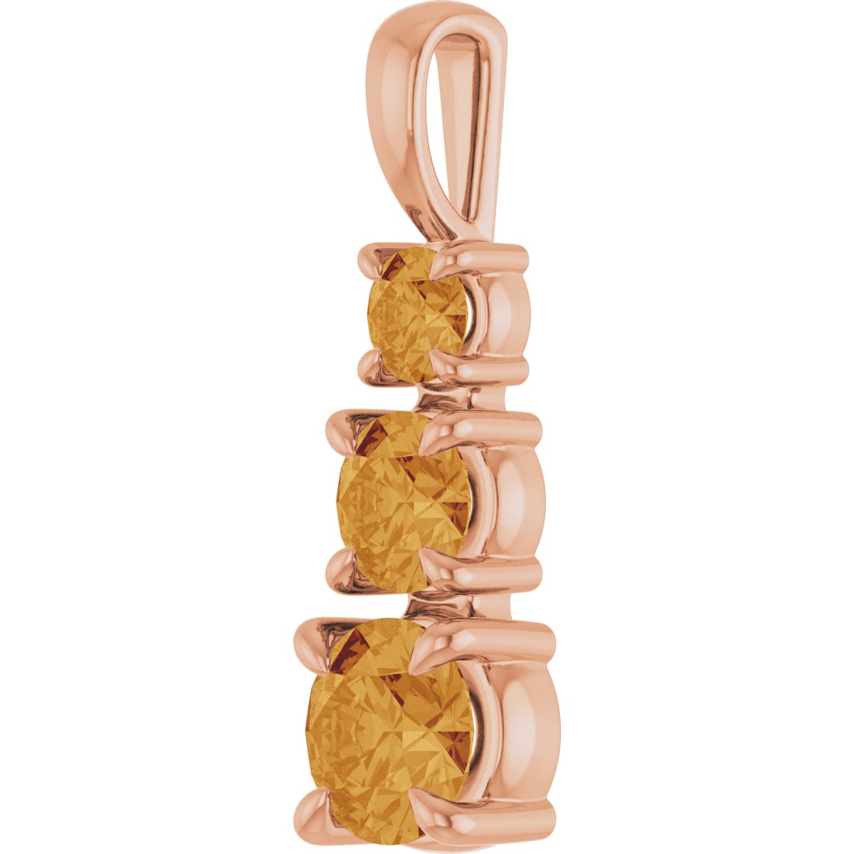 Natural Citrine Three-Stone Pendant in 14k rose gold