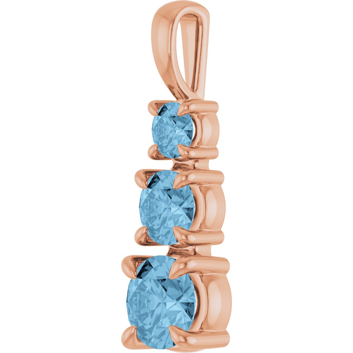 Natural Sky Blue Topaz Three-Stone Pendant in 14k rose gold