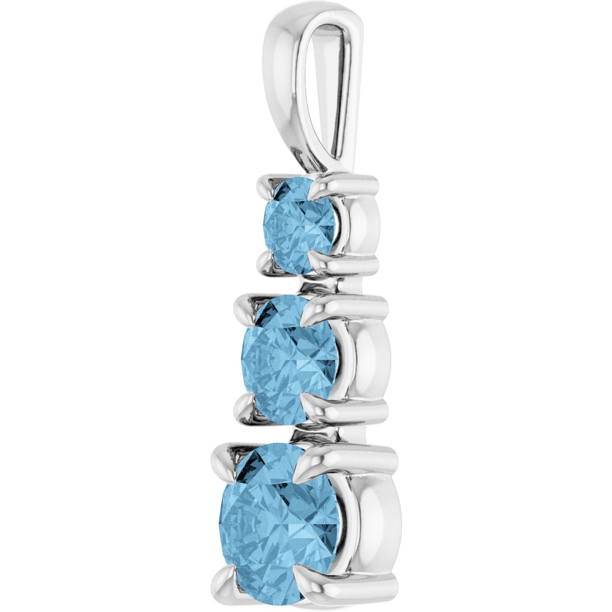 Natural Sky Blue Topaz Three-Stone Pendant in 14k white gold