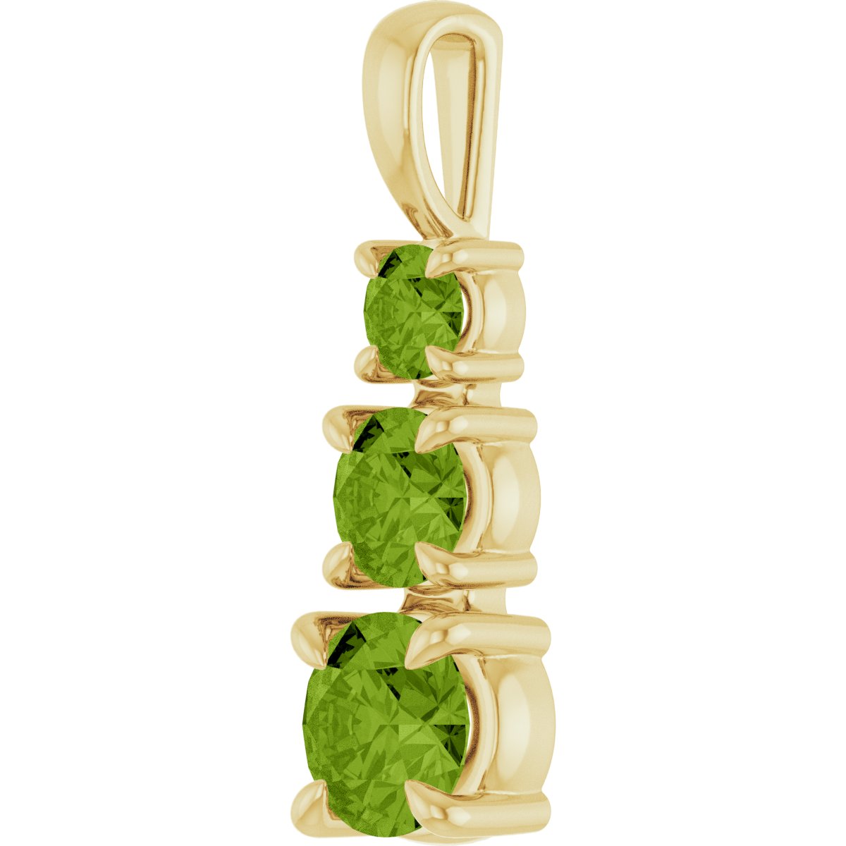Natural Peridot Three-Stone Pendant in 14k yellow gold