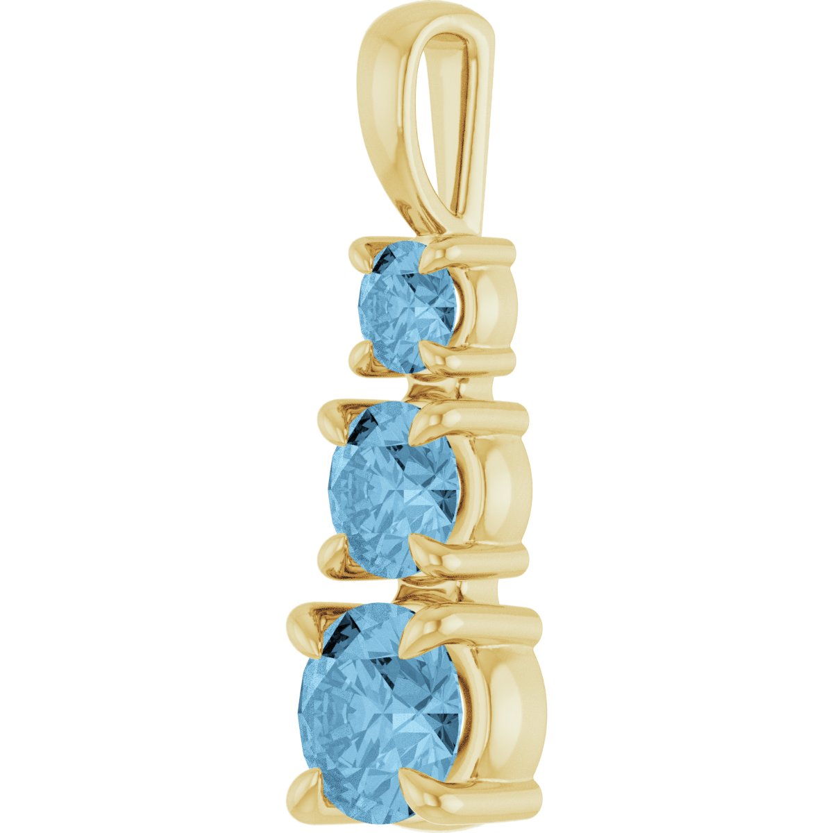 Natural Sky Blue Topaz Three-Stone Pendant in 14k yellow gold
