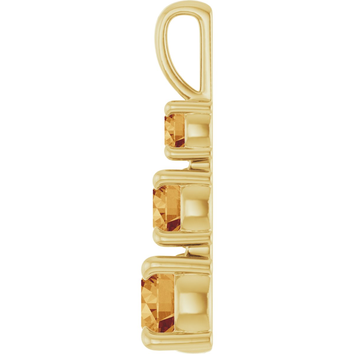 Natural Citrine Three-Stone Pendant in 14k yellow gold