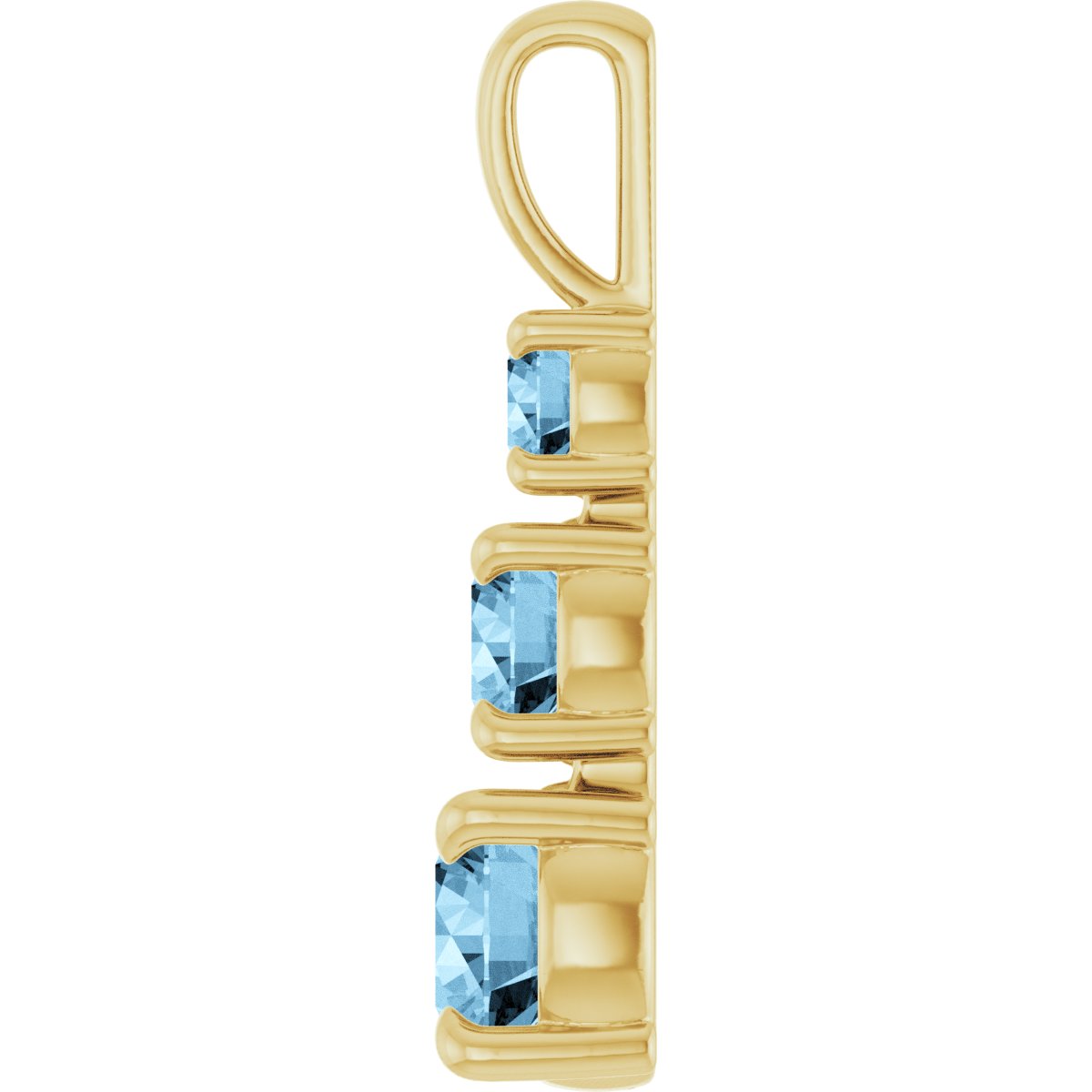 Natural Sky Blue Topaz Three-Stone Pendant in 14k yellow gold