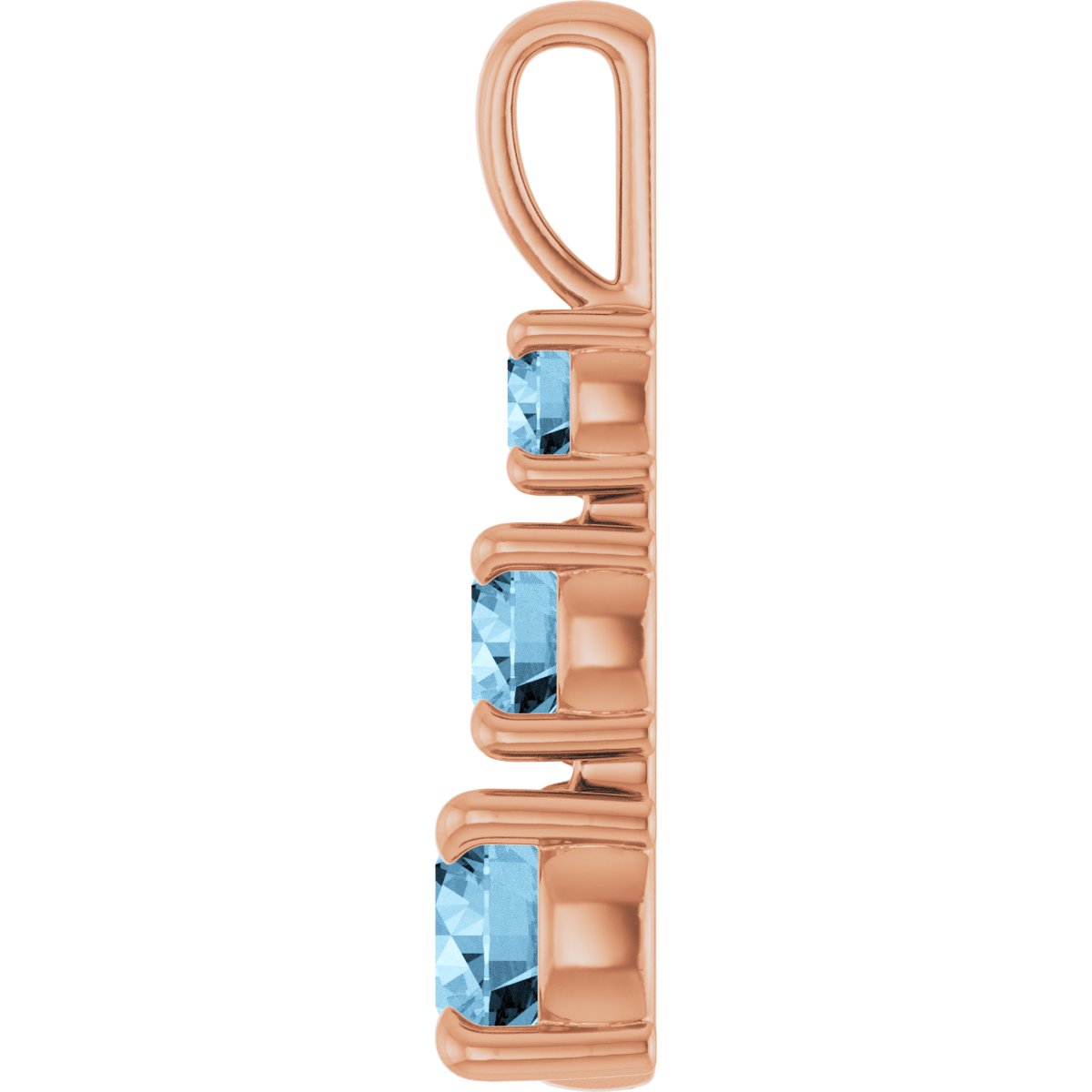Natural Sky Blue Topaz Three-Stone Pendant in 14k rose gold