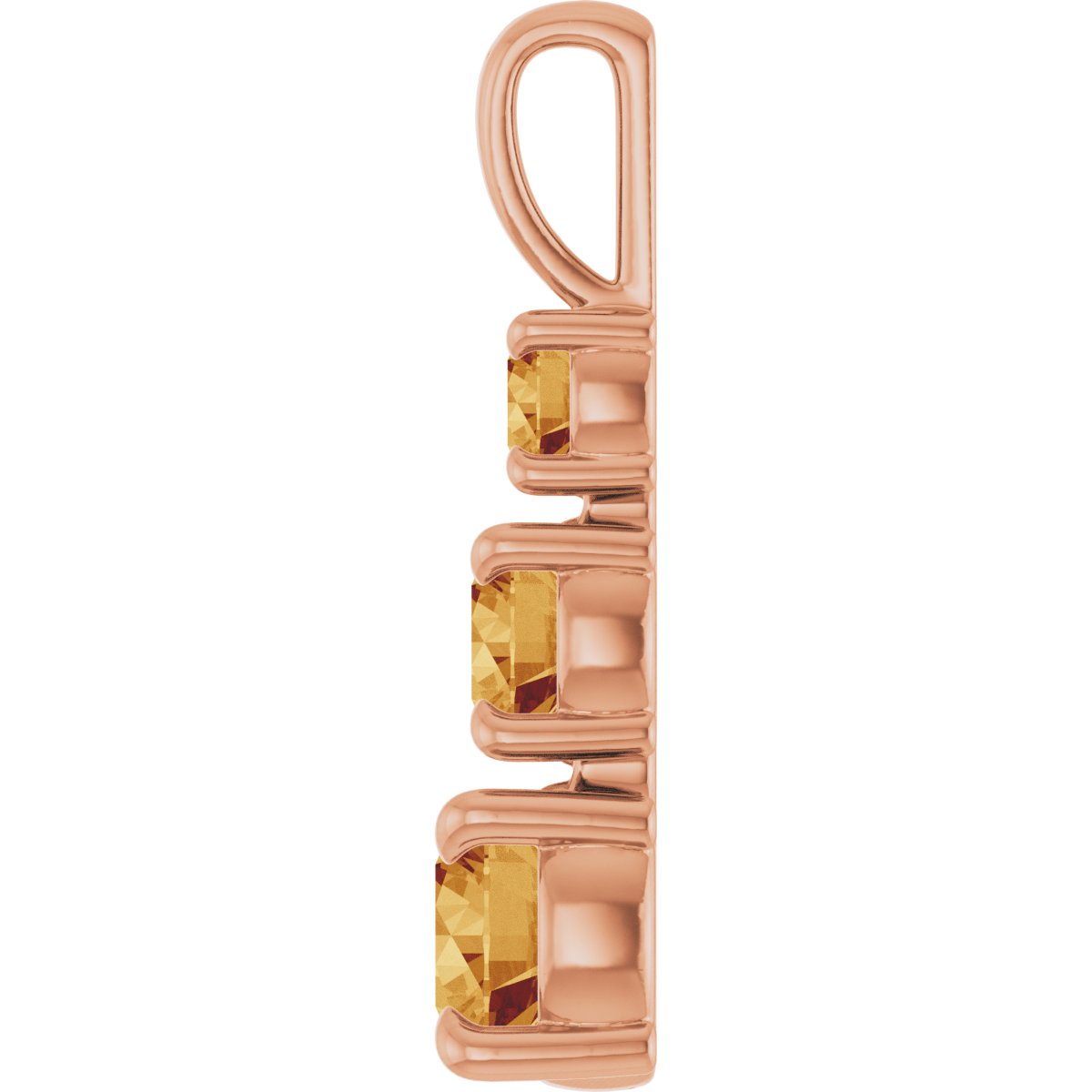 Natural Citrine Three-Stone Pendant in 14k rose gold
