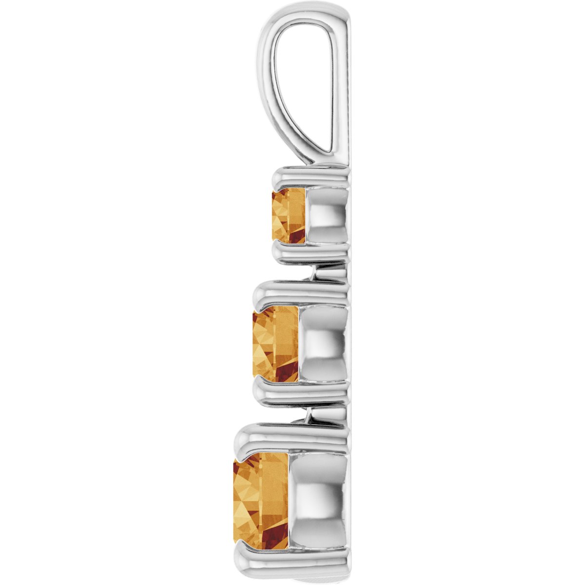 Natural Citrine Three-Stone Pendant in 14k white gold