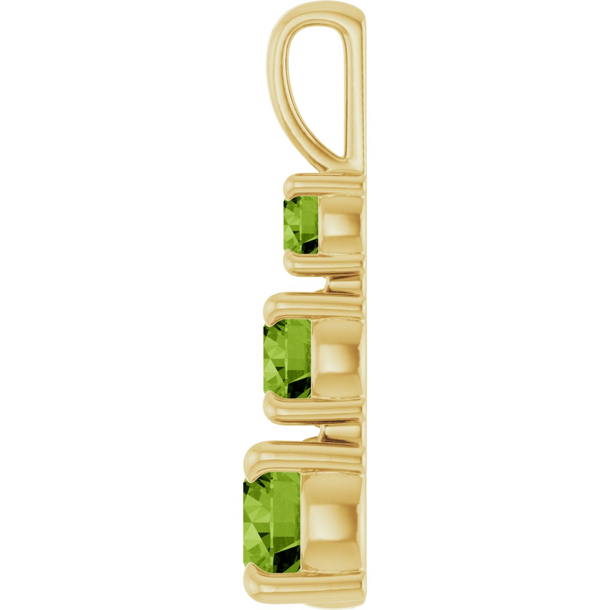 Natural Peridot Three-Stone Pendant in 14k yellow gold