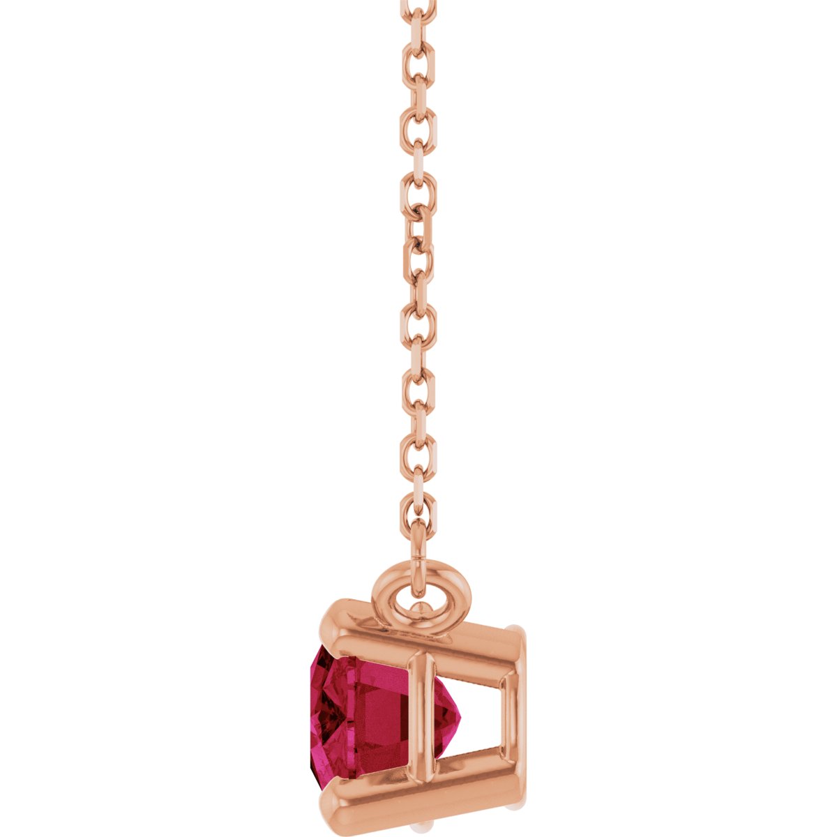 Lab-Grown Ruby Solitaire Necklace in 14k rose gold