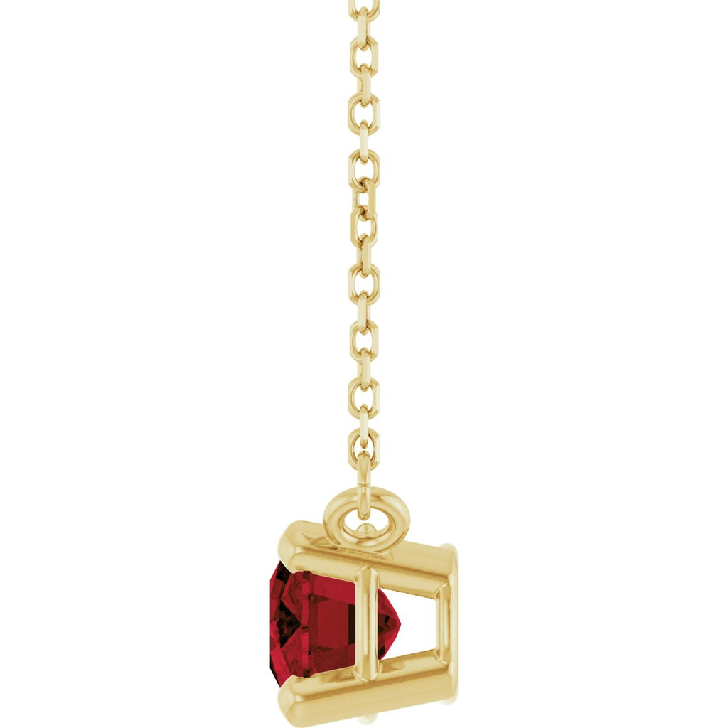 Natural Mozambique Garnet Solitaire Necklace in 14k yellow gold