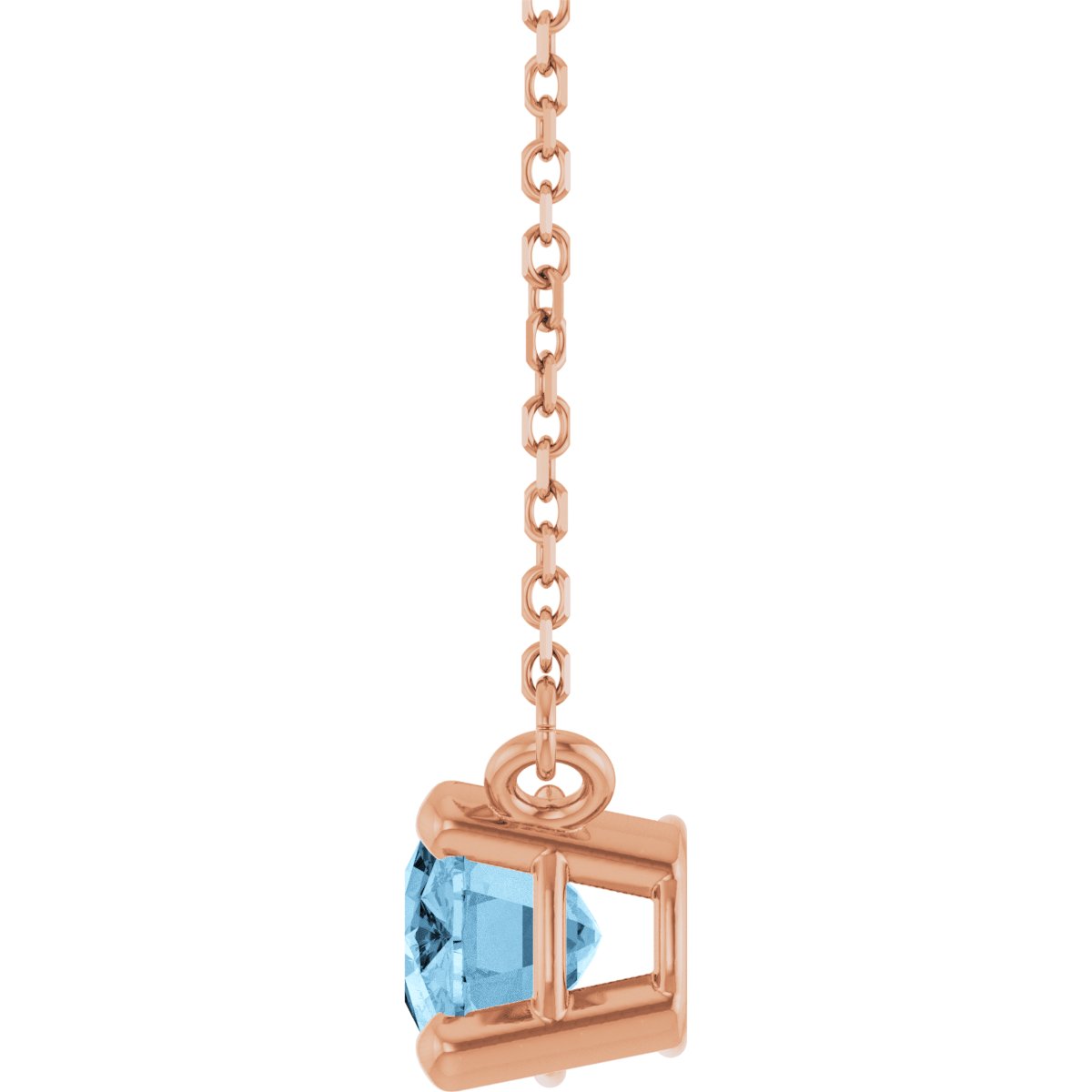 Natural Sky Blue Topaz Solitaire Necklace in 14k rose gold