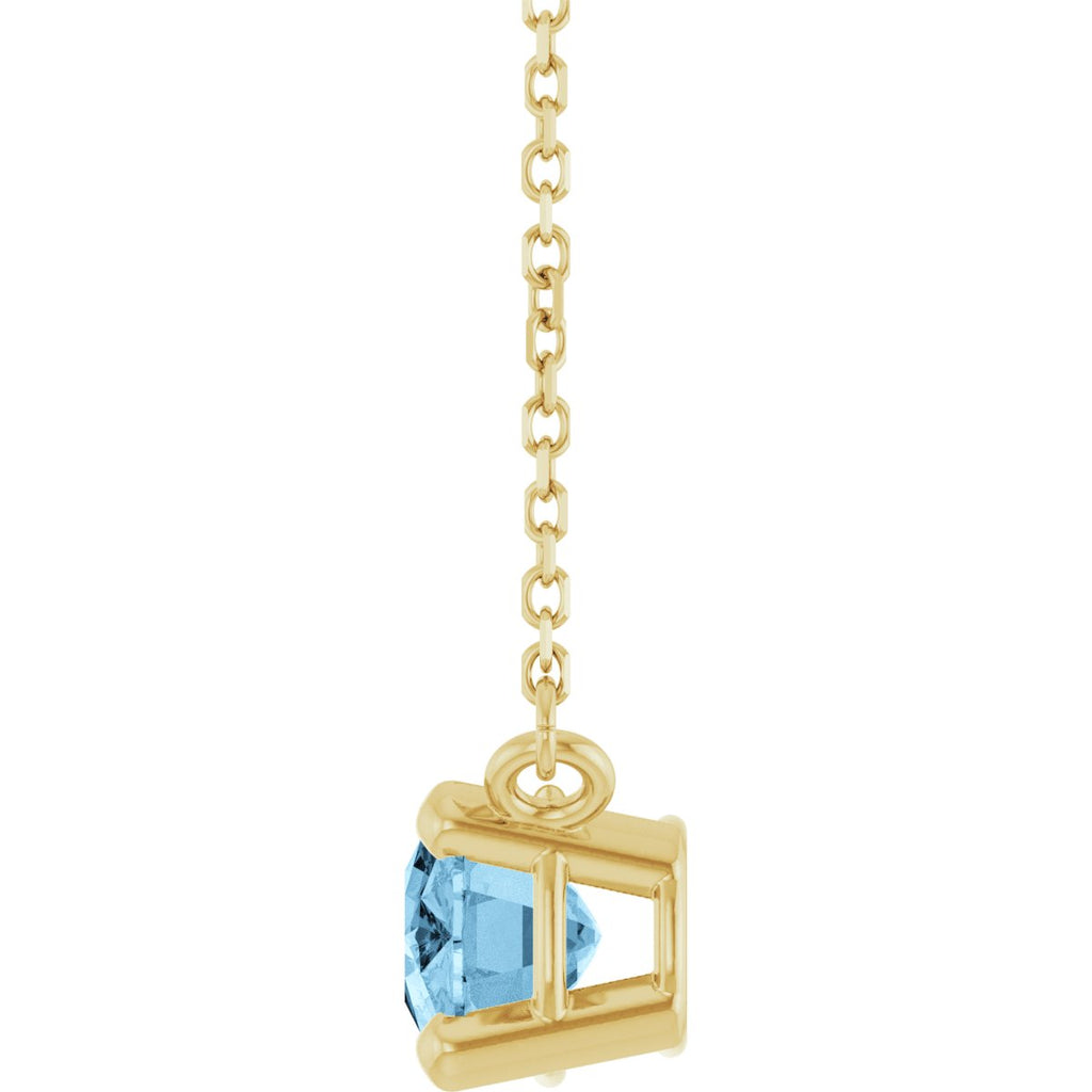 Natural Sky Blue Topaz Solitaire Necklace in 14k yellow gold