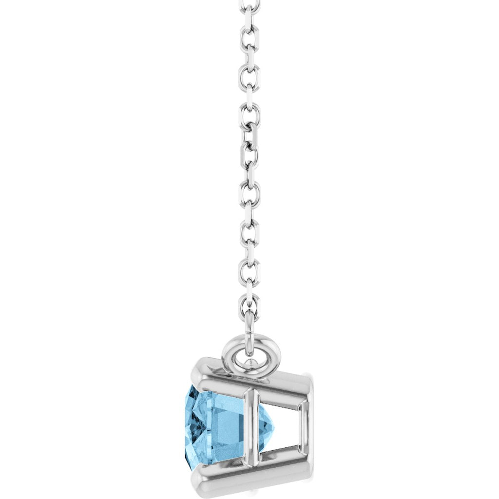 Natural Sky Blue Topaz Solitaire Necklace in 14k white gold