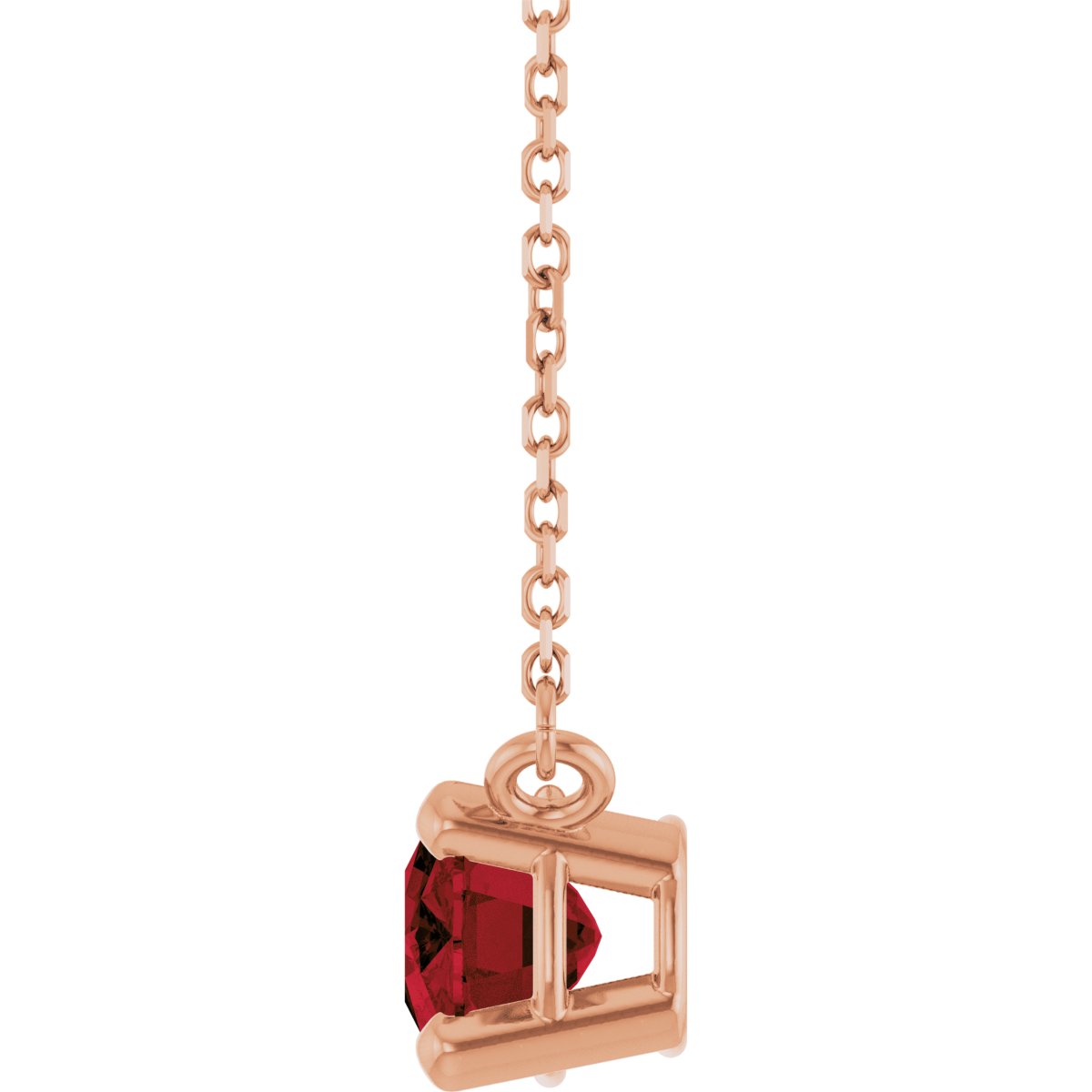 Natural Mozambique Garnet Solitaire Necklace in 14k rose gold