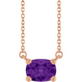 Natural Amethyst Solitaire Necklace in 14k rose gold