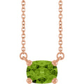 Natural Peridot Solitaire Necklace in 14k rose gold