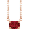 Lab-Grown Ruby Solitaire Necklace in 14k rose gold