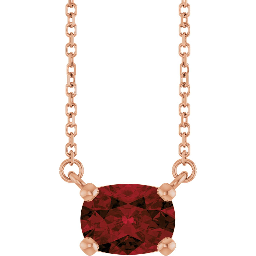 Natural Mozambique Garnet Solitaire Necklace in 14k rose gold