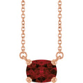 Natural Mozambique Garnet Solitaire Necklace in 14k rose gold