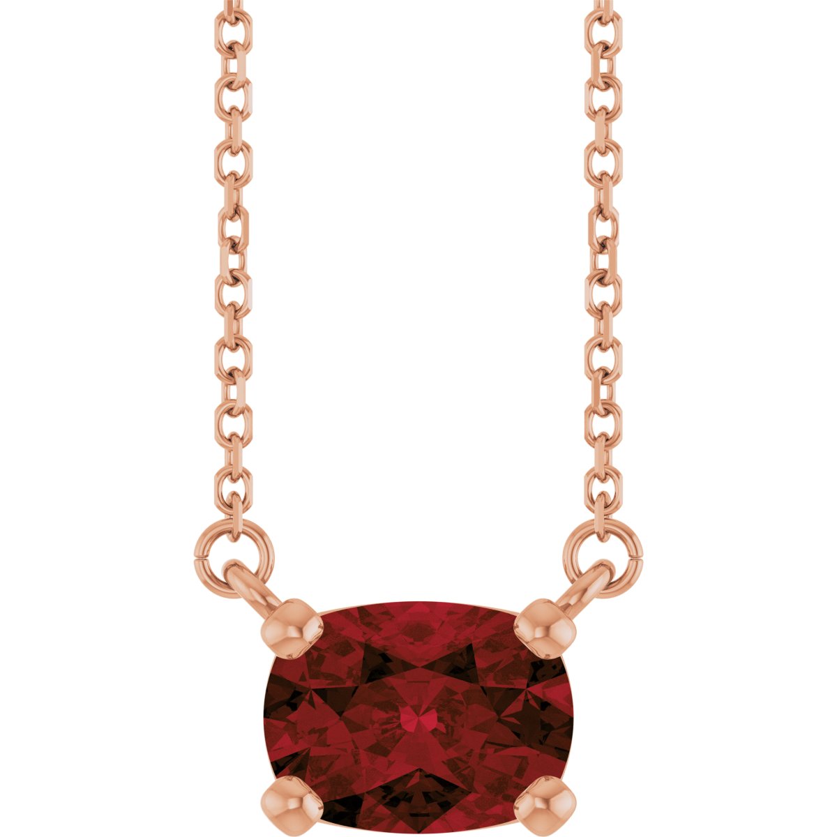 Natural Mozambique Garnet Solitaire Necklace in 14k rose gold