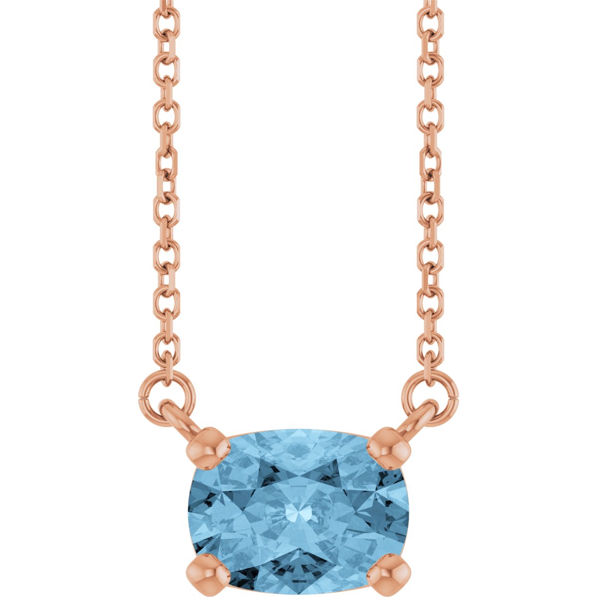 Natural Sky Blue Topaz Solitaire Necklace in 14k rose gold