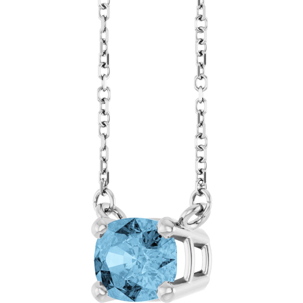 Natural Sky Blue Topaz Solitaire Necklace in 14k white gold
