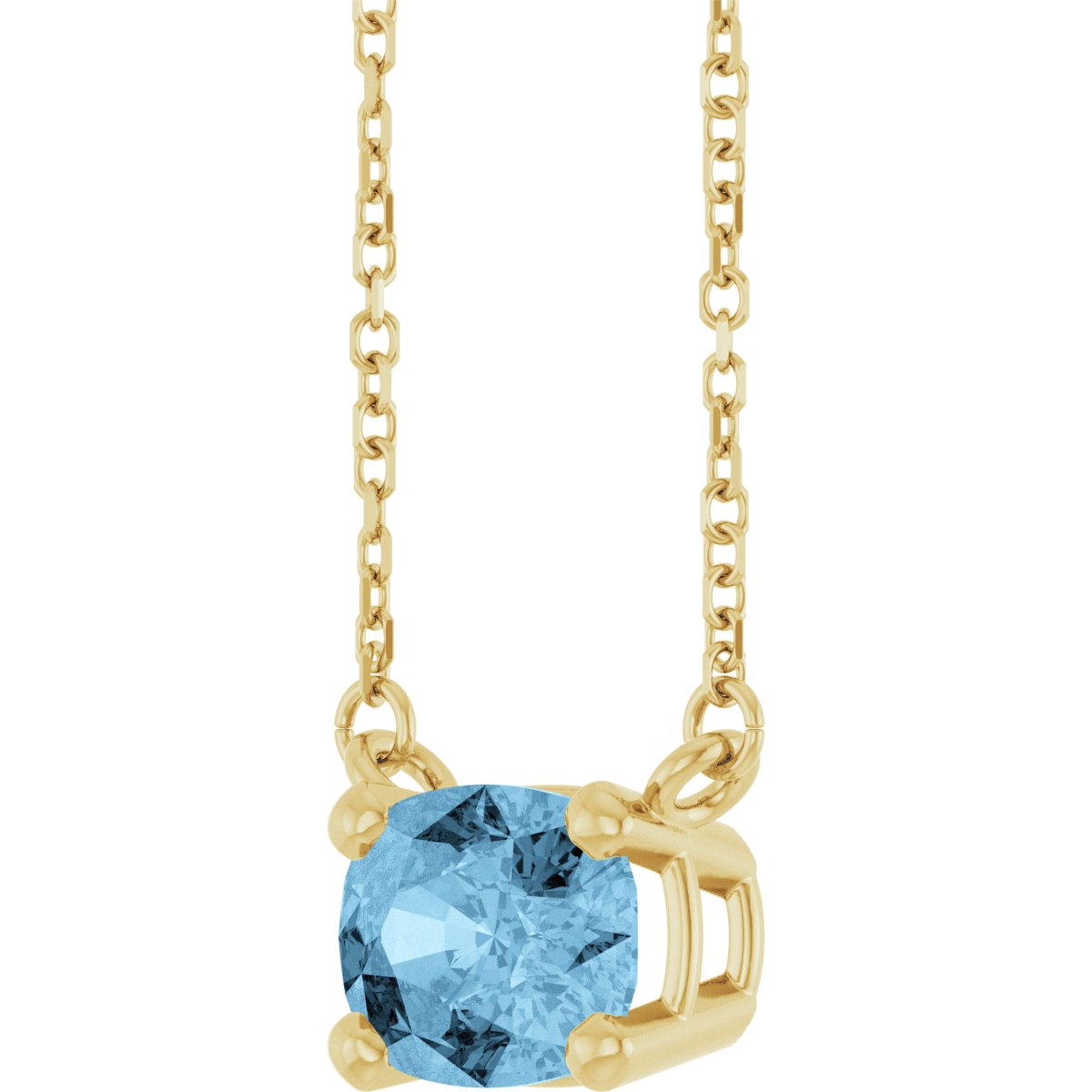 Natural Sky Blue Topaz Solitaire Necklace in 14k yellow gold