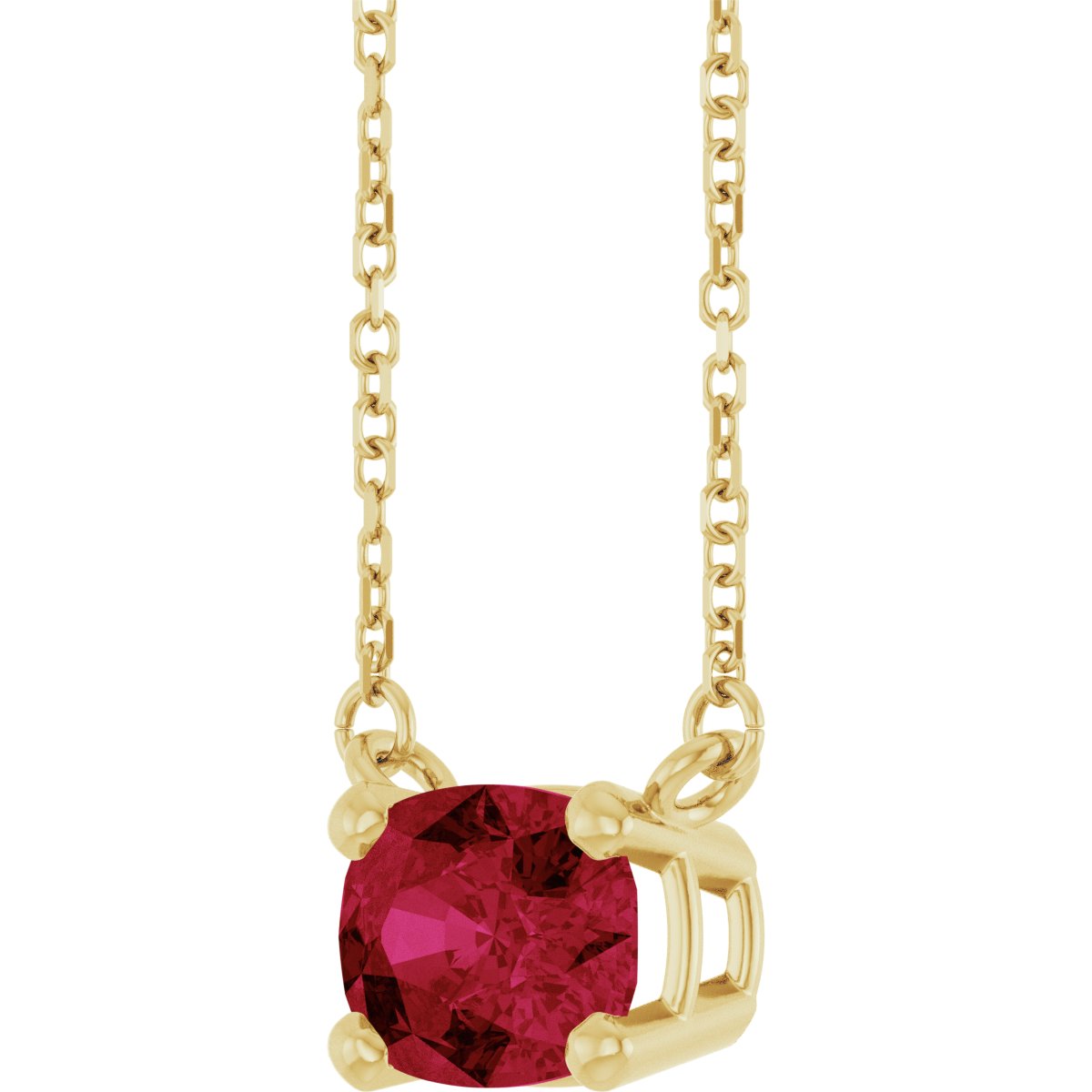 Lab-Grown Ruby Solitaire Necklace in 14k yellow gold