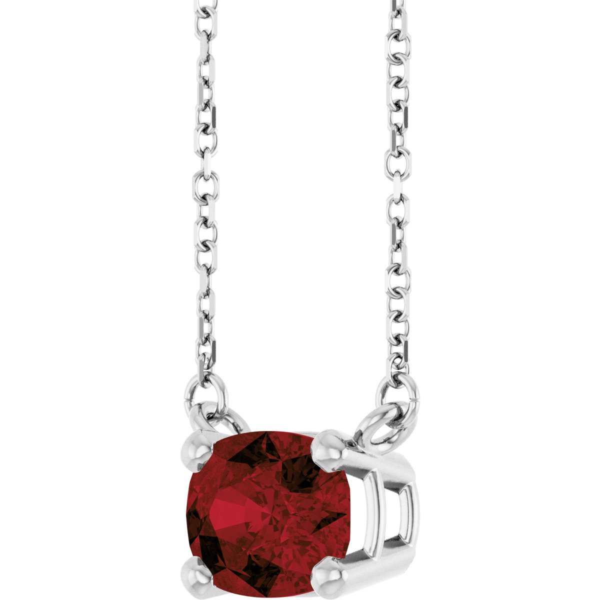Natural Mozambique Garnet Solitaire Necklace in 14k white gold