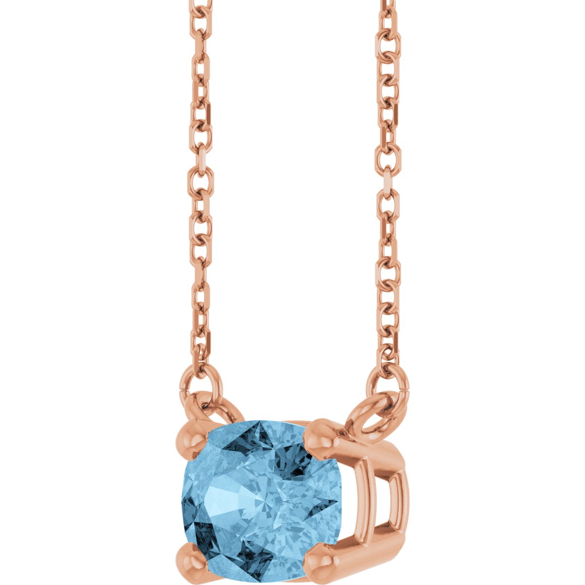 Natural Sky Blue Topaz Solitaire Necklace in 14k rose gold
