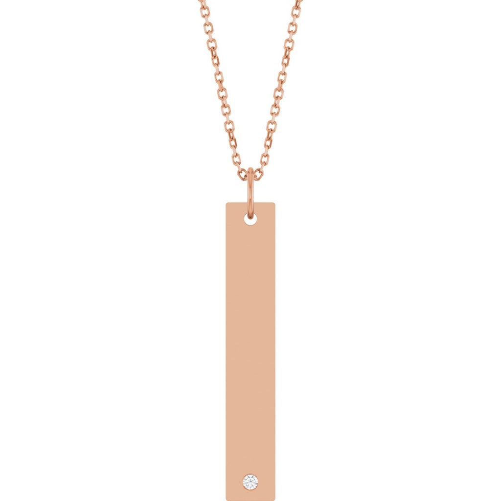 .03 CT Lab-Grown Diamond Engravable Bar Necklace in 14k rose gold