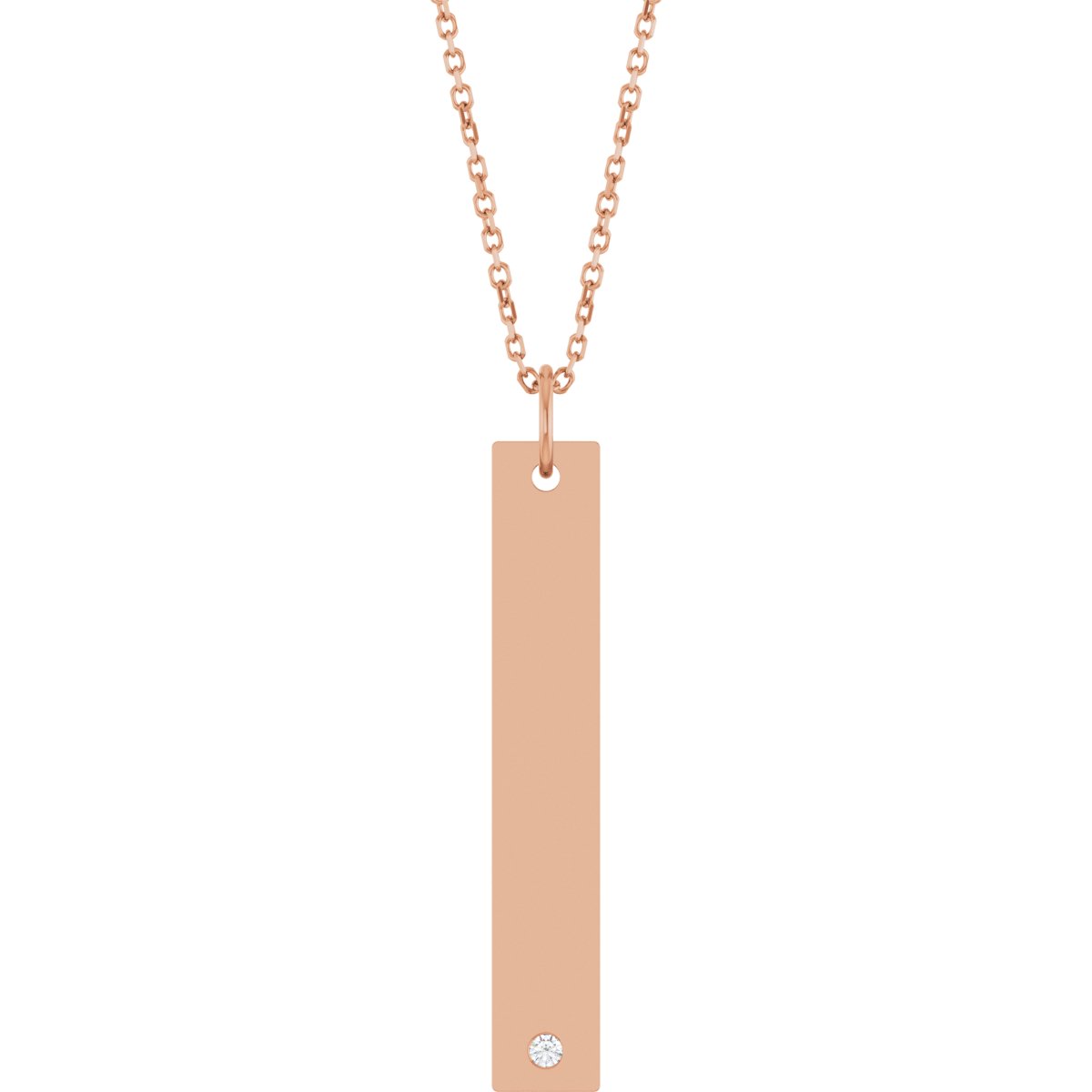 .03 CT Lab-Grown Diamond Engravable Bar Necklace in 14k rose gold