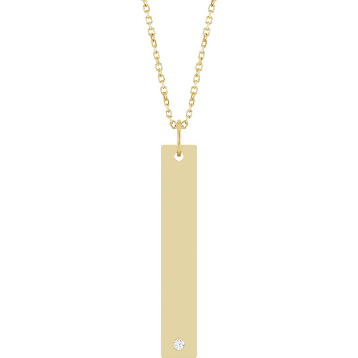 .03 CT Lab-Grown Diamond Engravable Bar Necklace in 14k yellow gold