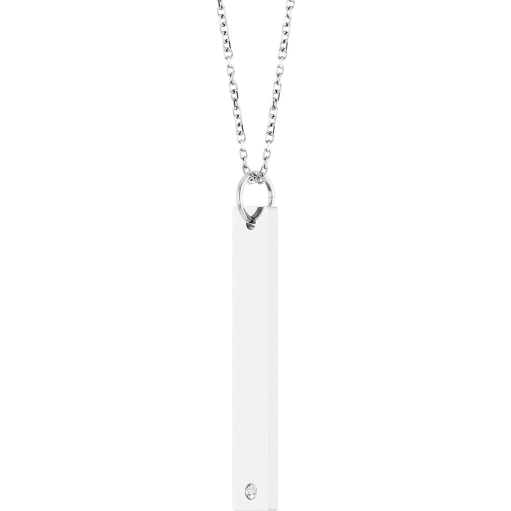 .03 CT Lab-Grown Diamond Engravable Bar Necklace