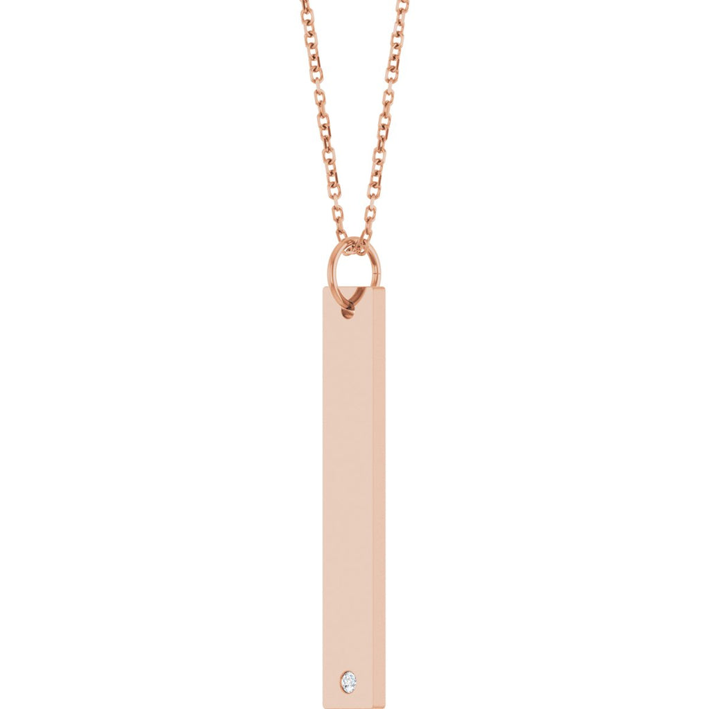 .03 CT Lab-Grown Diamond Engravable Bar Necklace in 14k rose gold