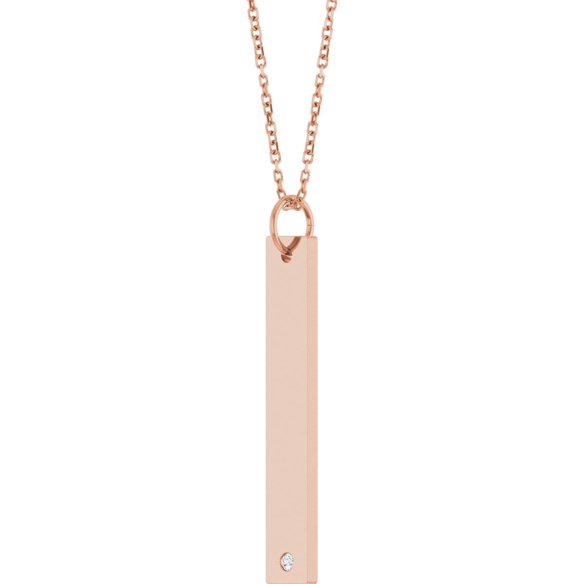 .03 CT Lab-Grown Diamond Engravable Bar Necklace in 14k rose gold