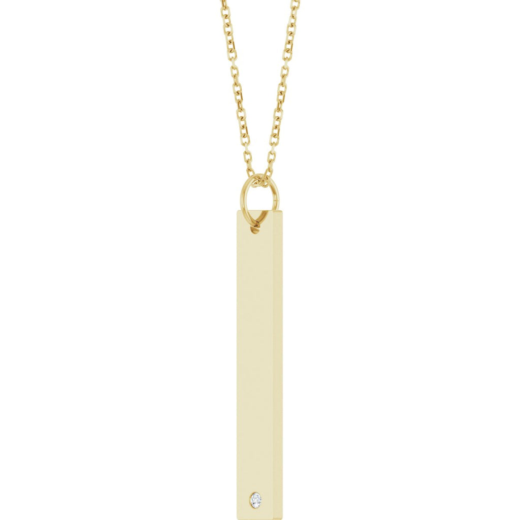 .03 CT Lab-Grown Diamond Engravable Bar Necklace in 14k yellow gold