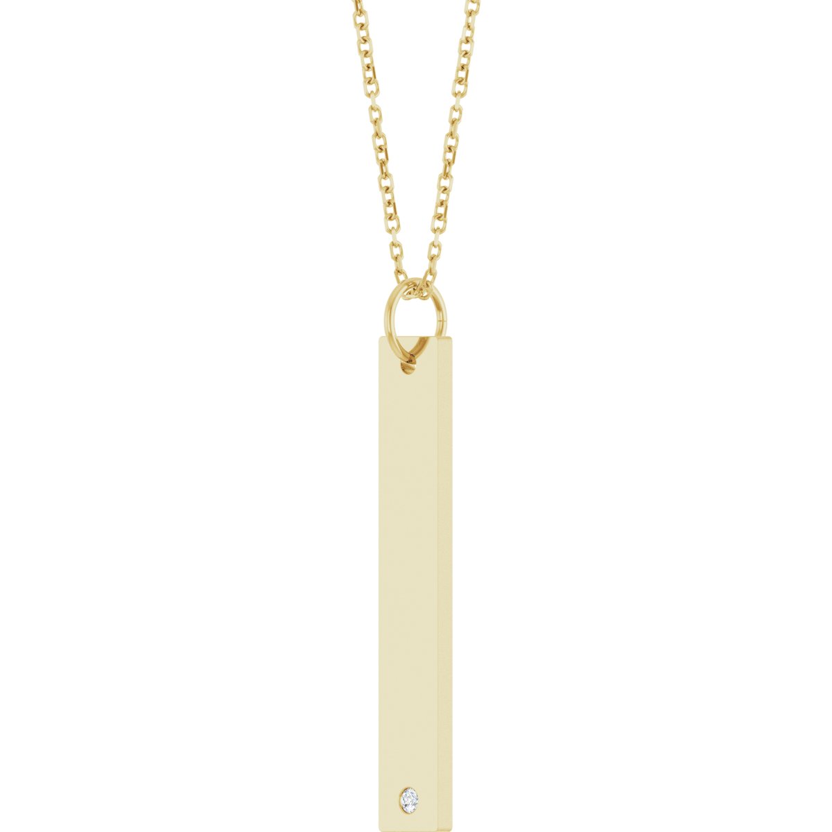 .03 CT Lab-Grown Diamond Engravable Bar Necklace in 14k yellow gold