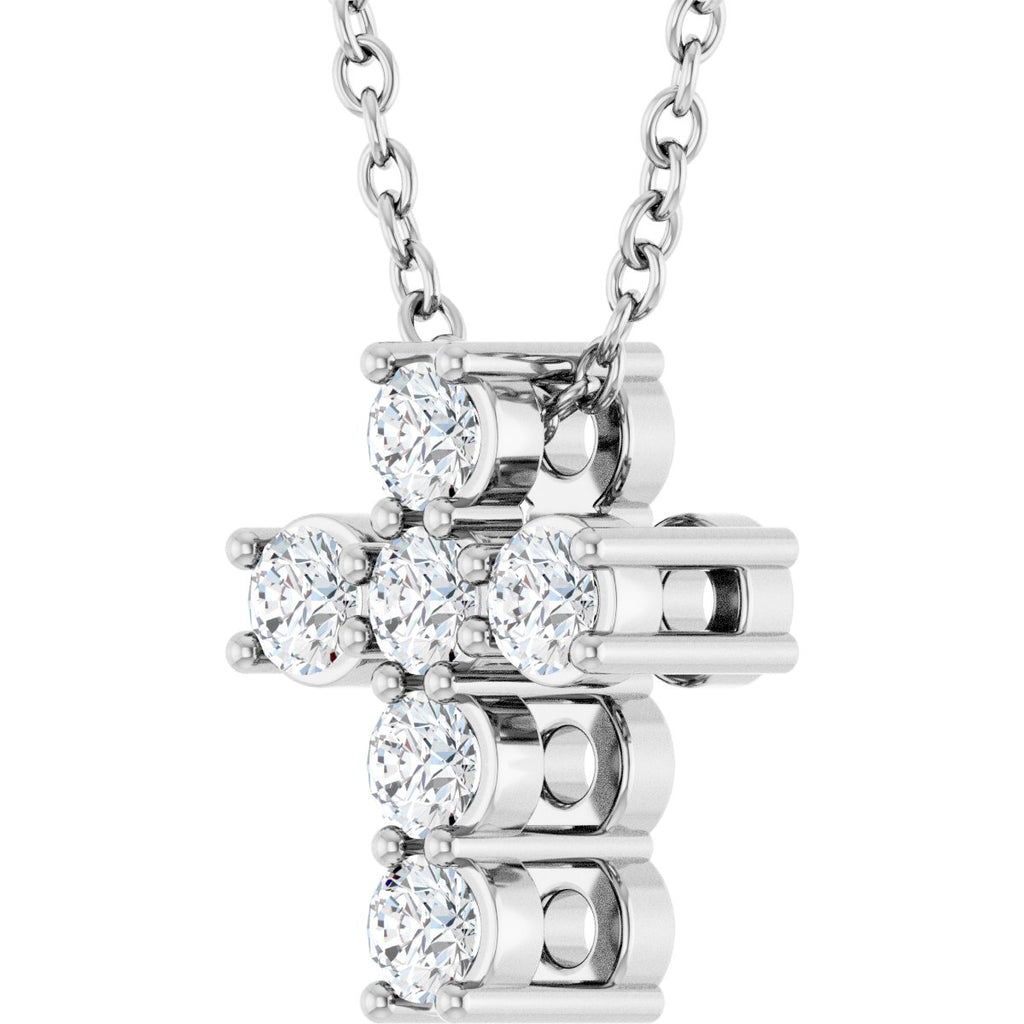 1/4 CTW Lab-Grown Diamond Cross Slide Necklace in 14k white gold