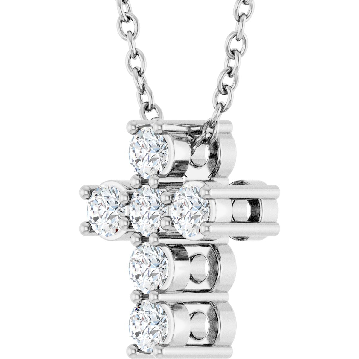1/4 CTW Lab-Grown Diamond Cross Slide Necklace in 14k white gold