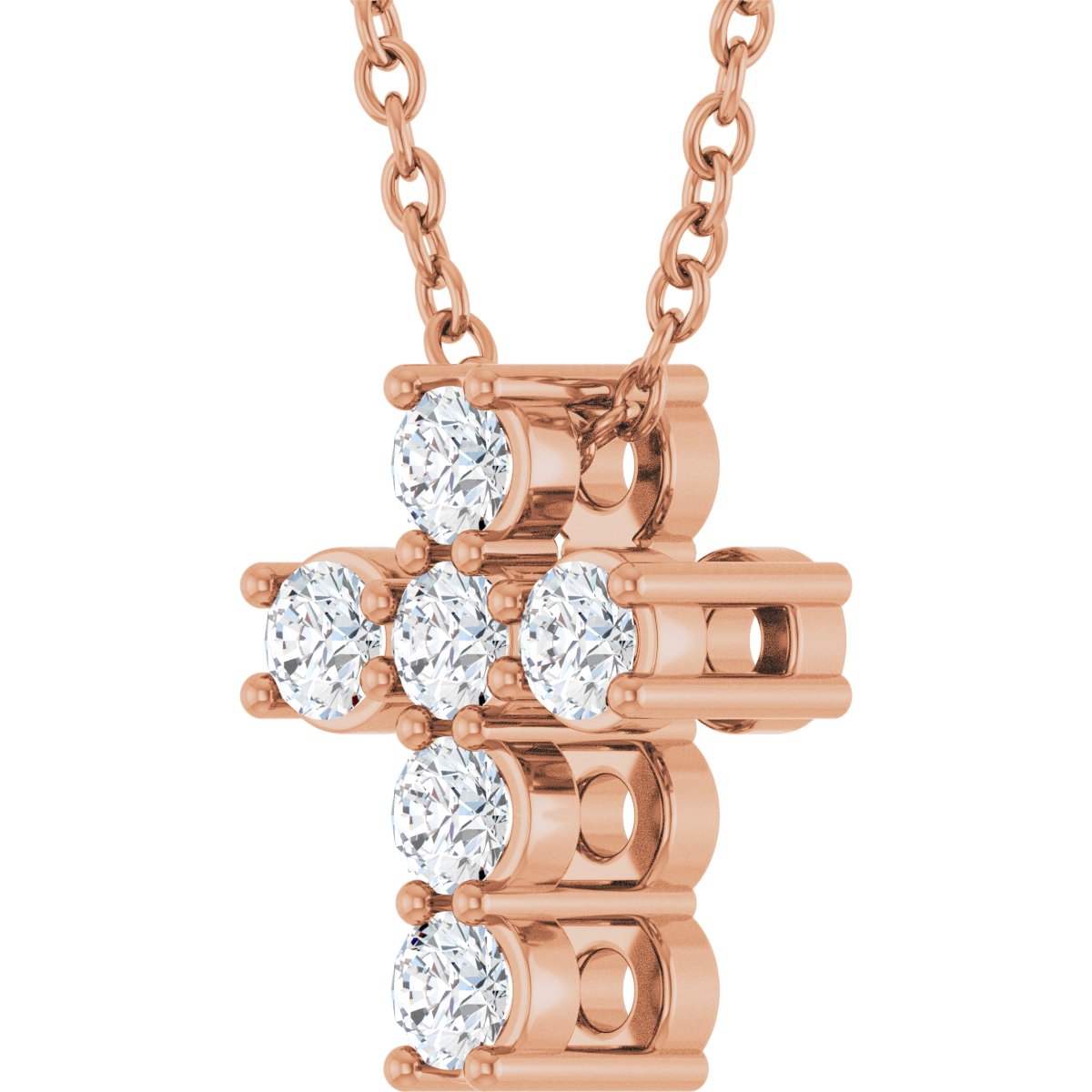 1/4 CTW Natural Diamond Cross Slide Necklace in 14k rose gold
