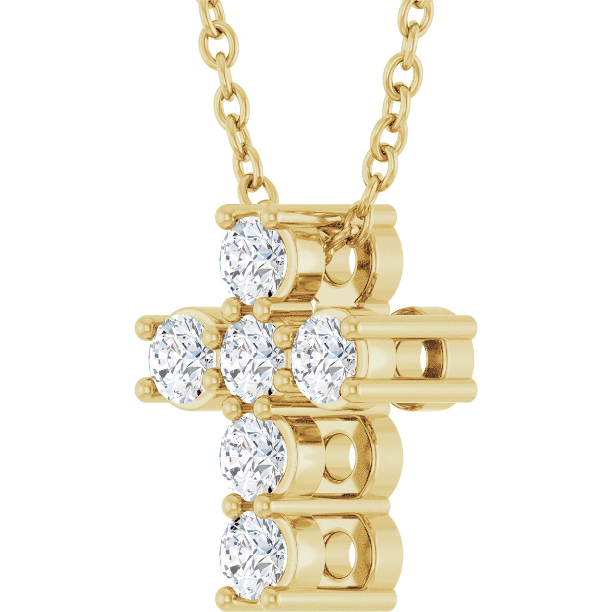 1/4 CTW Lab-Grown Diamond Cross Slide Necklace in 14k yellow gold