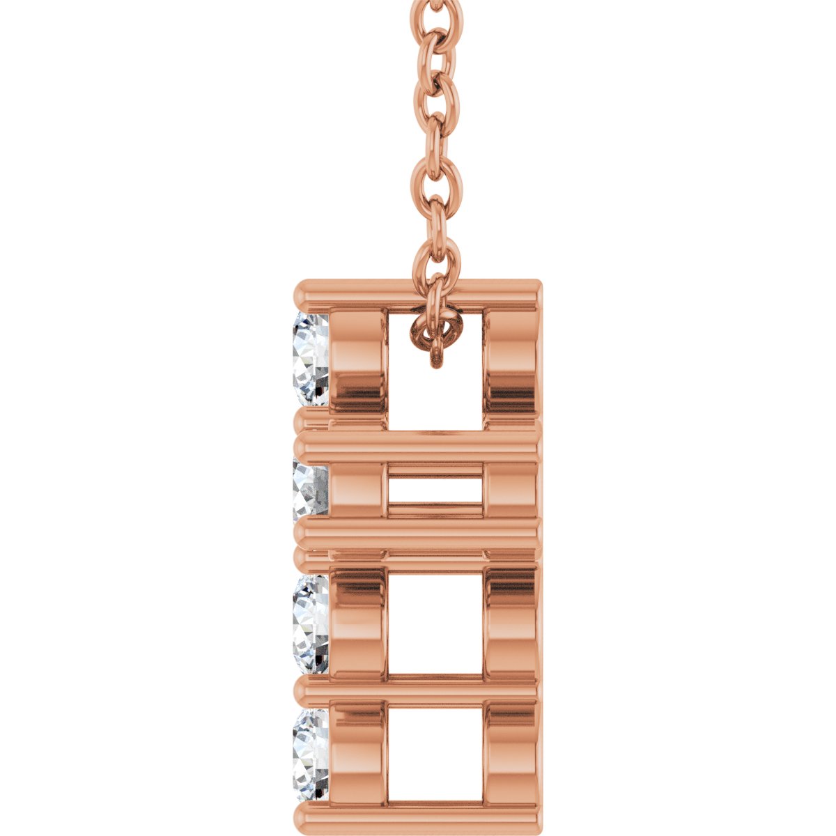 1/4 CTW Lab-Grown Diamond Cross Slide Necklace in 14k rose gold