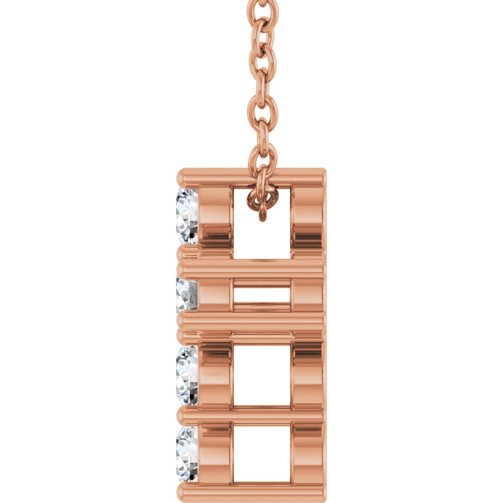 1/4 CTW Natural Diamond Cross Slide Necklace in 14k rose gold