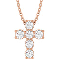 1/2 CTW Natural Diamond Cross Slide Necklace in 14k rose gold