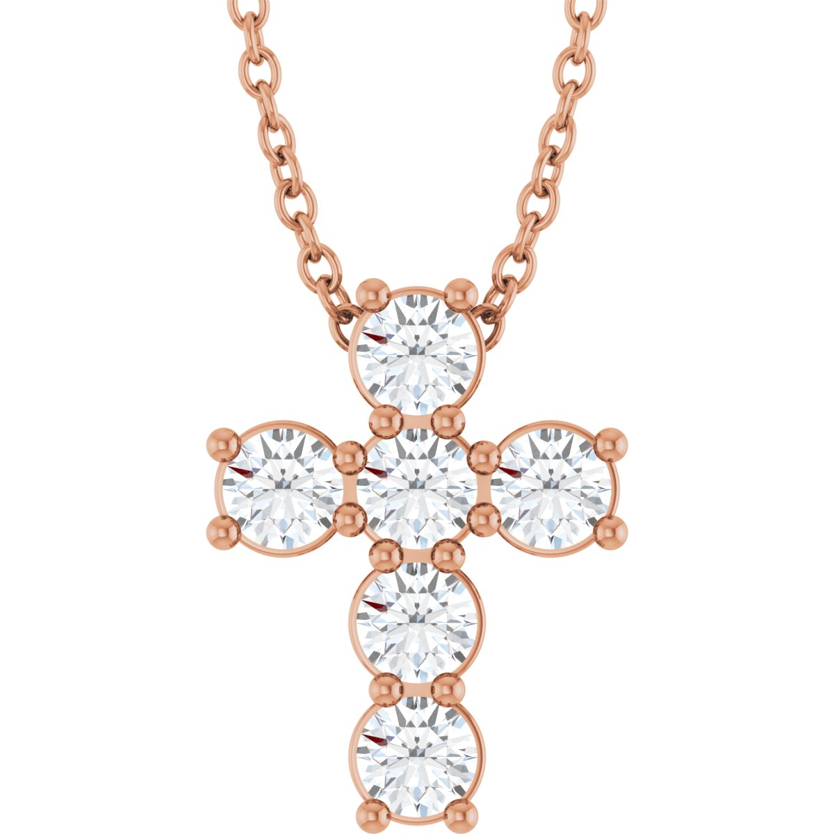 1/2 CTW Natural Diamond Cross Slide Necklace in 14k rose gold