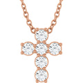 1/4 CTW Natural Diamond Cross Slide Necklace in 14k rose gold