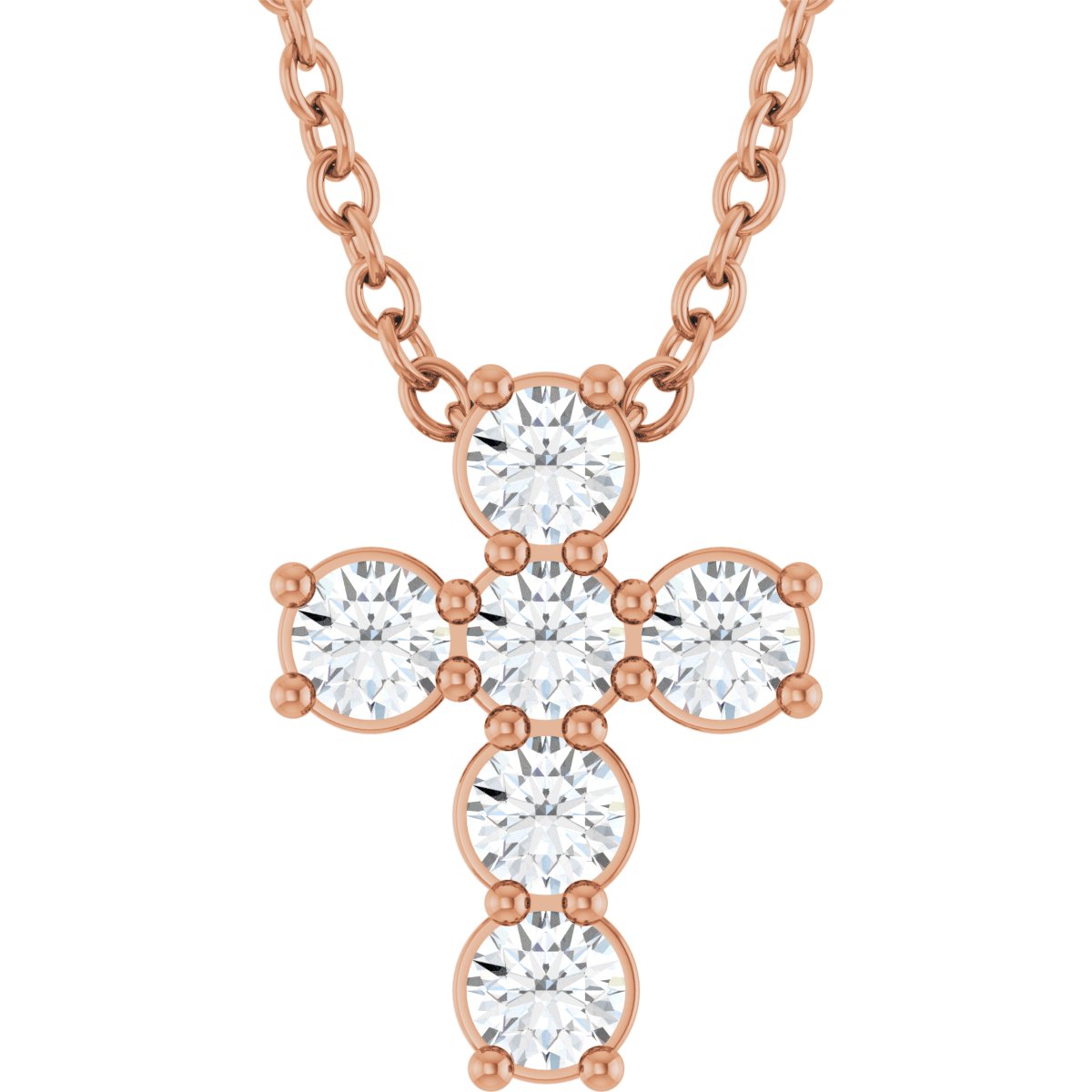 1/4 CTW Natural Diamond Cross Slide Necklace in 14k rose gold